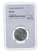 MS66 1968 Great Britain 5 Pence - Graded NGC - Beautiful Color