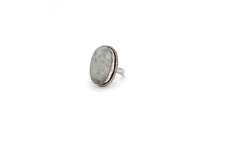 Cabochon Rainbow Moonstone with Blue Sheen Labradorite in Tibetan Silver Energy Ring