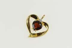 14K Yellow Gold Heart Garnet Diamond Accent Love Symbol Pendant
