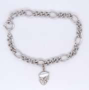 Vintage Sterling silver Figaro Link Bracelet with Charm