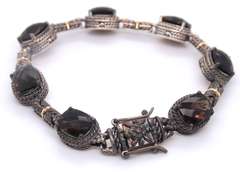 Vintage Sterling Silver Smokey Quartz Bracelet