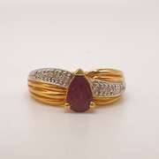 18kt Yellow Gold, Ruby, & Diamond Cocktail Ring