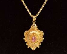 Tasteful Pink Tourmaline Pendant Necklace in 14K Yellow Gold