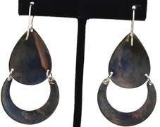 Silver Dangle Earrings With Orange Stones