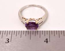 Radiant Amethyst and Diamond Ring in 14K White Gold