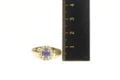 10K Yellow Gold Natural Sapphire Diamond Halo Engagement Ring