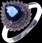Wonderful Sapphire 18k White Gold Ring drenched in Diamonds