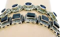 2 Vintage Sterling Gemstone & Marcasite Bracelets
