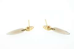 Diamond and Light Black Gemstone Dangle Earrings in 18K Yellow Gold