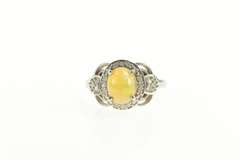 10K White Gold 2.02 Ctw Opal Diamond Halo Engagement Ring