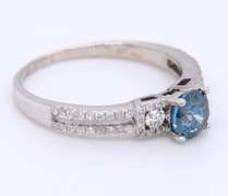 Incredible White Gold IR Blue Diamond Split Shank Diamon Bridal Set