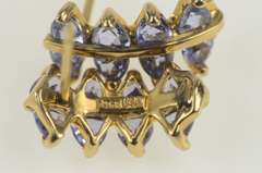 14K Yellow Gold Trillion Tanzanite Inset Semi Hoop Bar Earrings