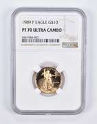 PF70 UCAM 1989-P $10 American Gold Eagle 1/4 Oz. .999 Fine Gold NGC