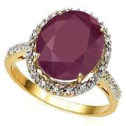 CLASSY 6.27 CARAT TW (23 PCS) GENUINE RUBY GENUINE DIAMOND 10K SOLID YELLOW GOL