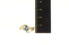 14K Yellow Gold London Blue Topaz Diamond Bypass Engagement Ring