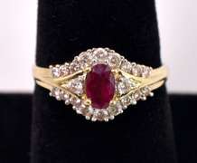 Gorgeous Ruby and Diamond Ring in 14K Yellow Gold