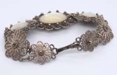 Vintage Sterling Silver Flower Style Link Bracelet