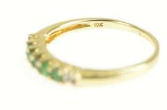 10K Yellow Gold Emerald Diamond Accent Wedding Band Ring