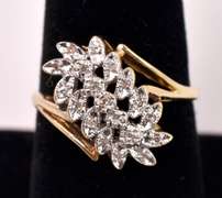 Dazzling Waterfall Diamond Ring in Yellow Gold
