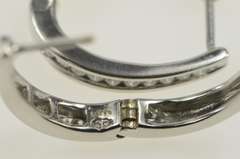 14K White Gold 0.38 Ctw Diamond Channel Inset Oval Hoop Earrings