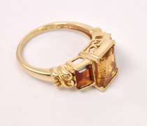 Stunning Citrine and Garnet Ring in 14K Yellow Gold