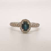 14kt White Gold, Blue Sapphire, & Diamond Ring