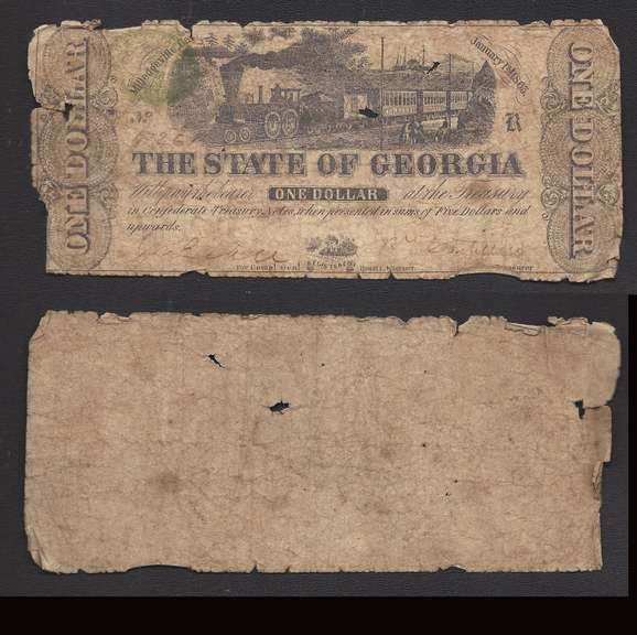 State of Georgia Obsolete $1 1863 Milledgeville
