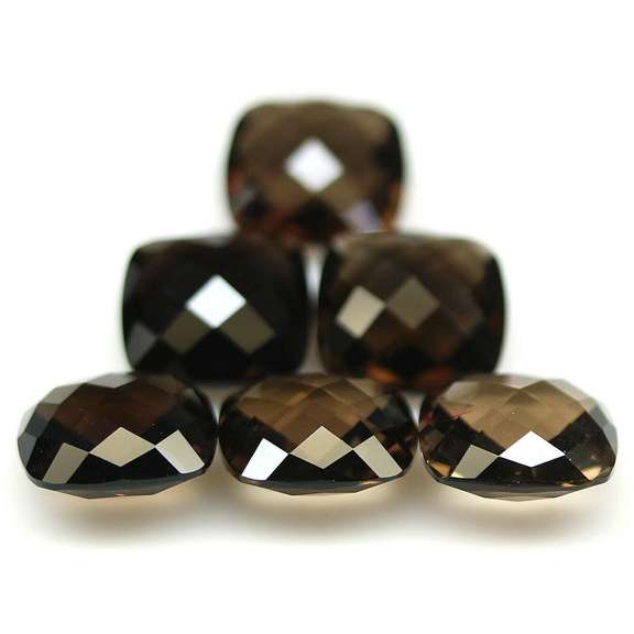 Double checkerboard! 27.53ct natural Smoky Quartz set