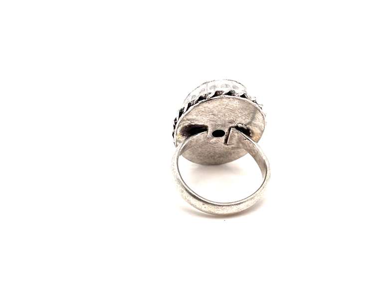 🕷Eerie 🕷 Oval Black Onyx Tibetan Silver Rope Design Ring