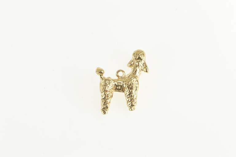 14K Yellow Gold 3D French Poodle Dog Puppy Cute Animal Charm/Pendant