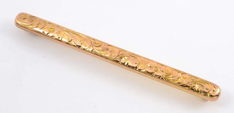 Classic Gold Etched Bar Brooch