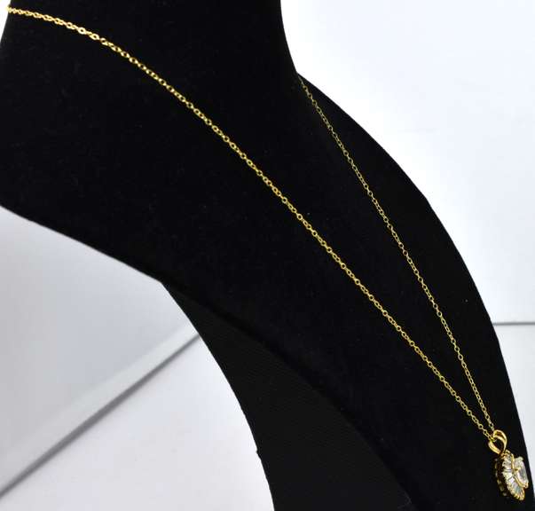 Vermeil Necklace With CZ and Emerald