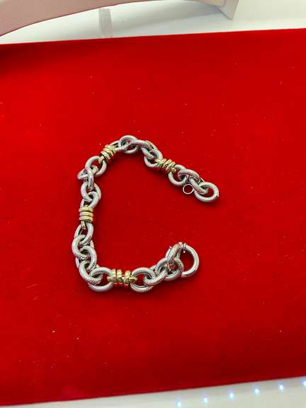 LADIES 14K WHITE AND YELLOW GOLD LINK BRACELET
