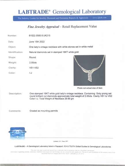 Avant Garde Vintage Lady's 18k White Gold Diamond Necklace