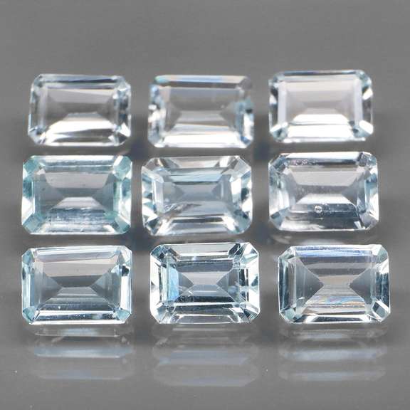 Large 6.40ct platinum blue emerald cut Aquamarine set