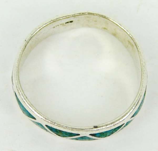 Men's Vintage Sterling Turquoise Band, Size 11.5