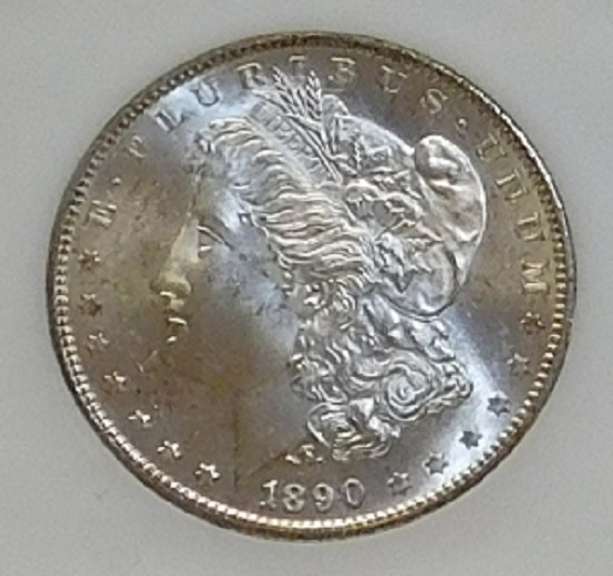 1890-S Morgan Dollar PCI MS-62, Premium.