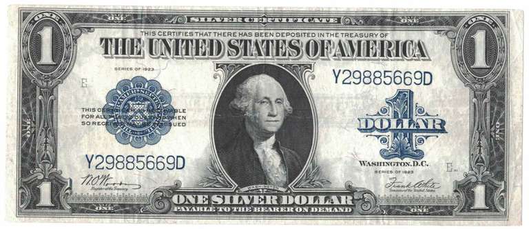 1923 $1 Silver Certificate Note Large Size Currency