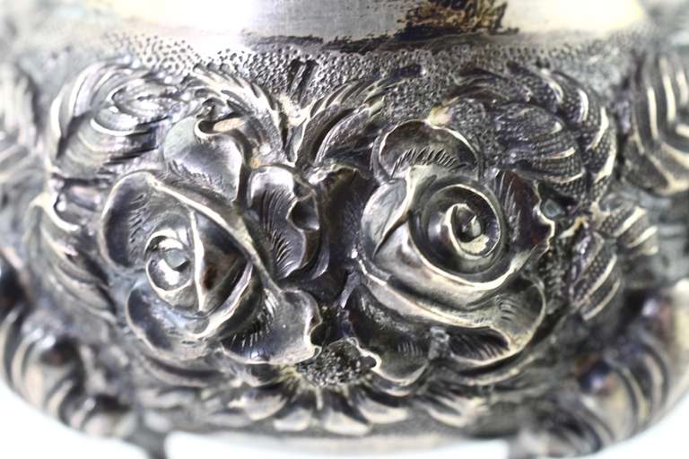 Intricately Hand-Chased Sterling Schofield Creamer and Sugar