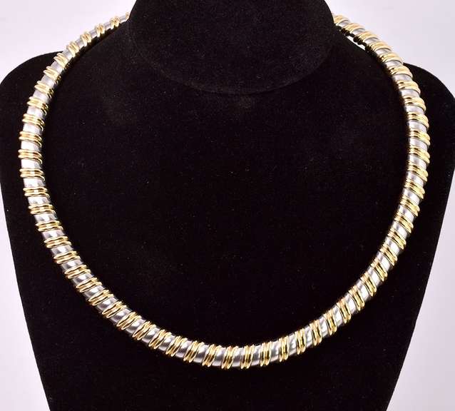 Opulent Omega Necklace in Two-Tone 14K Gold
