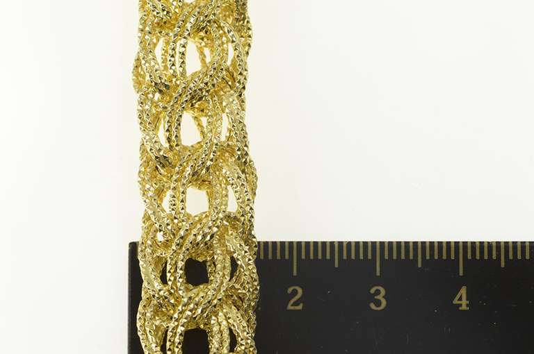 Sterling Silver Woven Textured Elaborate Chain Retro Charm Bracelet