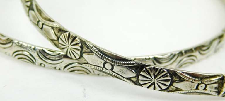 2 Vintage Jewel Art Sterling Bangle Bracelets