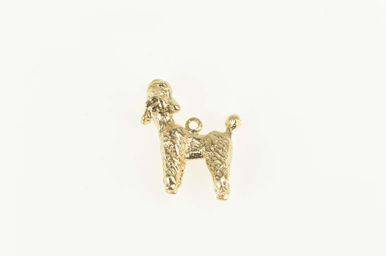 14K Yellow Gold 3D French Poodle Dog Puppy Cute Animal Charm/Pendant