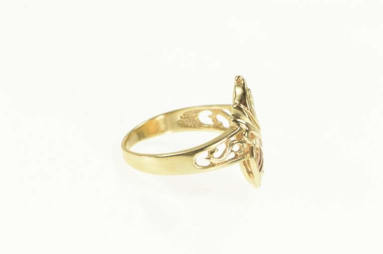 10K Yellow Gold Black Hills Ornate Leaf Scroll Statement Ring