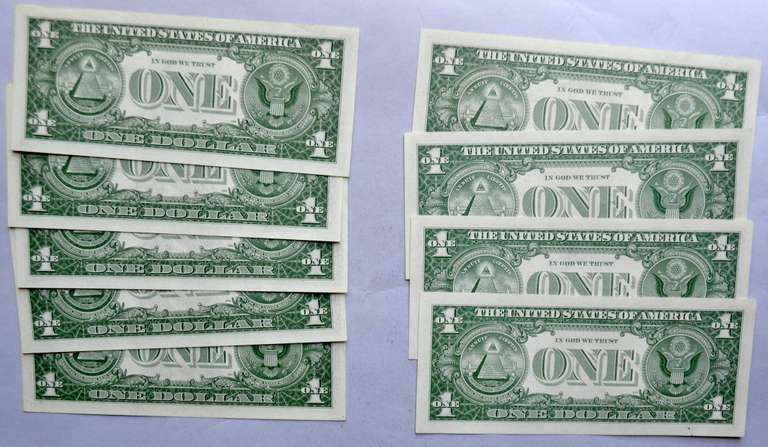 9 CH CU $1 1957A Silver Certificates