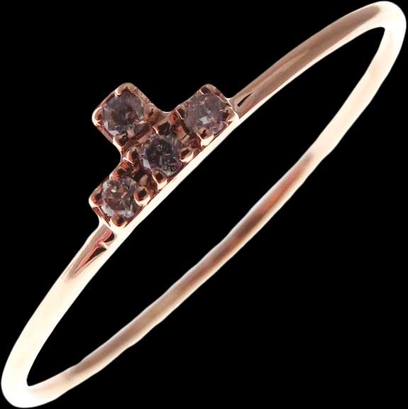 Elegant Four Set Diamond 18k Rose Gold Ring