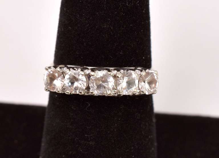 Wonderful White Sapphire Ring in 14K Yellow Gold