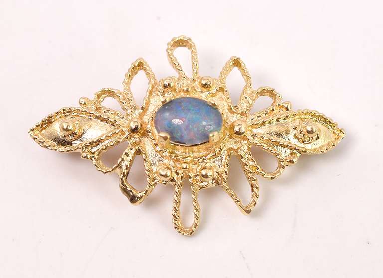 Delightful Opal Pin in 14K Yellow Gold