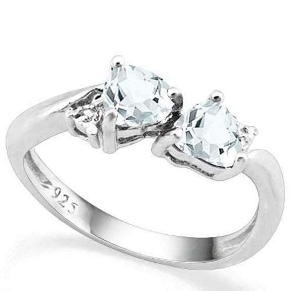 2/5 CT AQUAMARINE & DIAMOND 925 STERLING SILVER FASHION RING