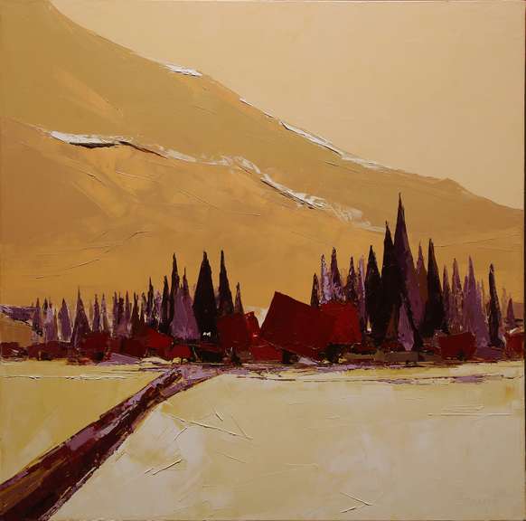 Palette Knife French Mountain Painting Marcel Demagny Chemin Vers la Montagne